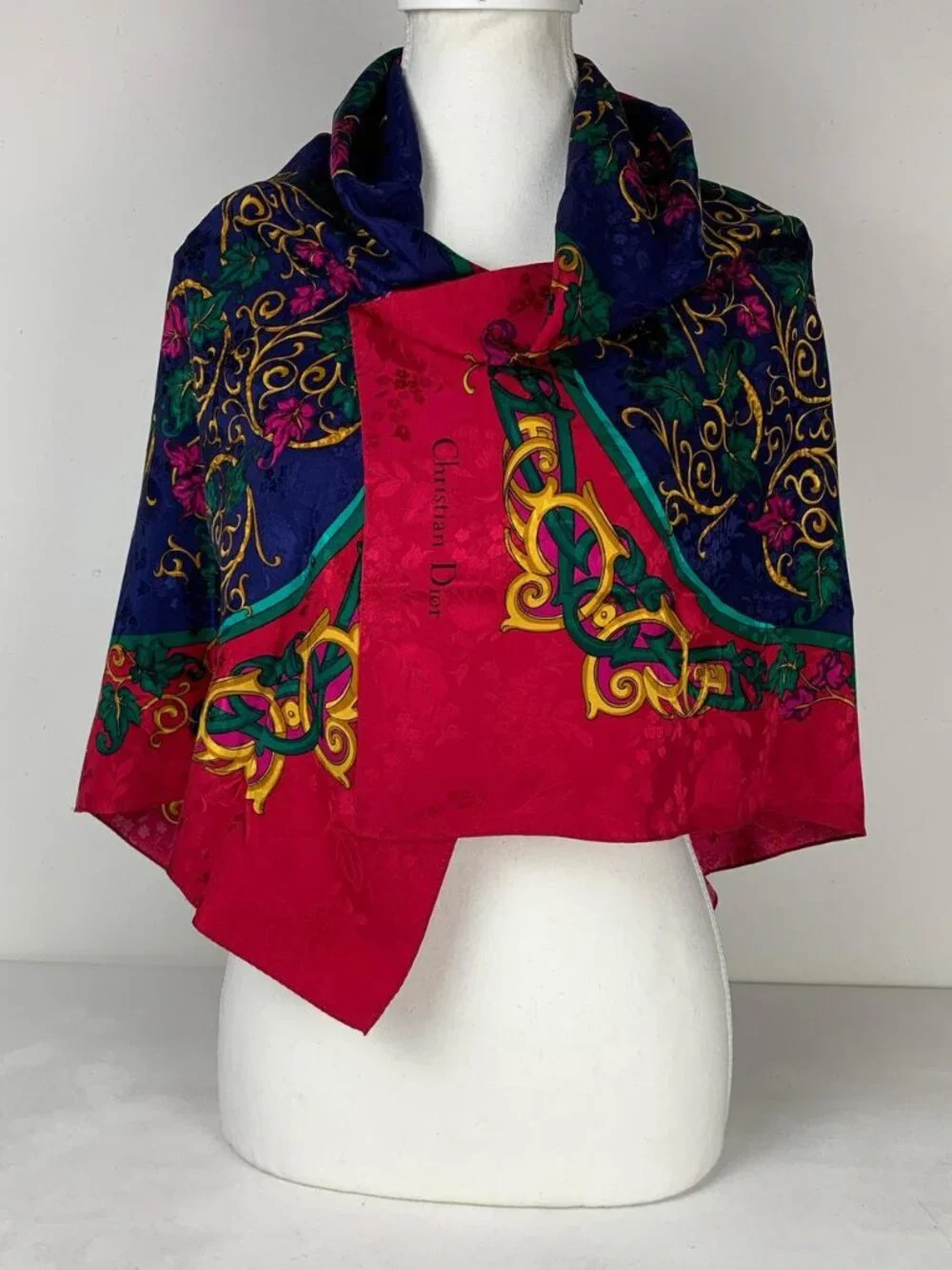 Christian Dior Vintage Silk Scarf - Oversized 35x35 Medallion Design